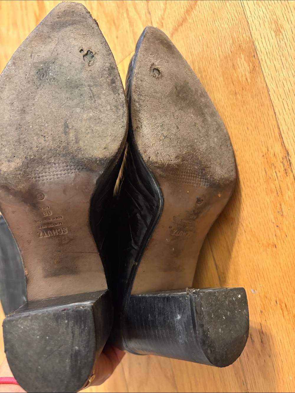 SCHUTZ Black Croc-Embossed boots - Picture 5 of 8